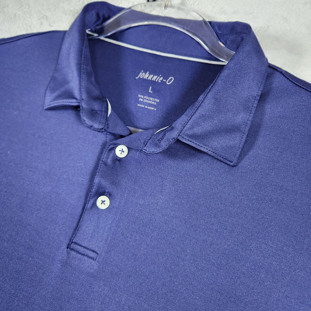 Johnnie-O Polo Shirt Mens L Blue Short Sleeve Performance Stretch Golf Solid